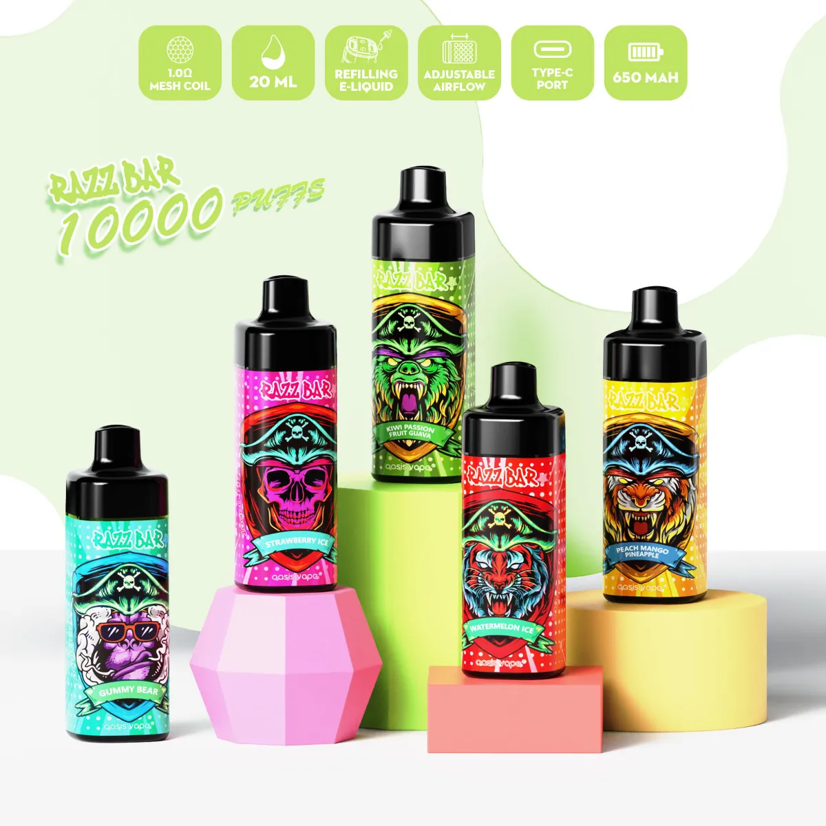 Razz Bar Puffs 5 Disposable Vape device detail