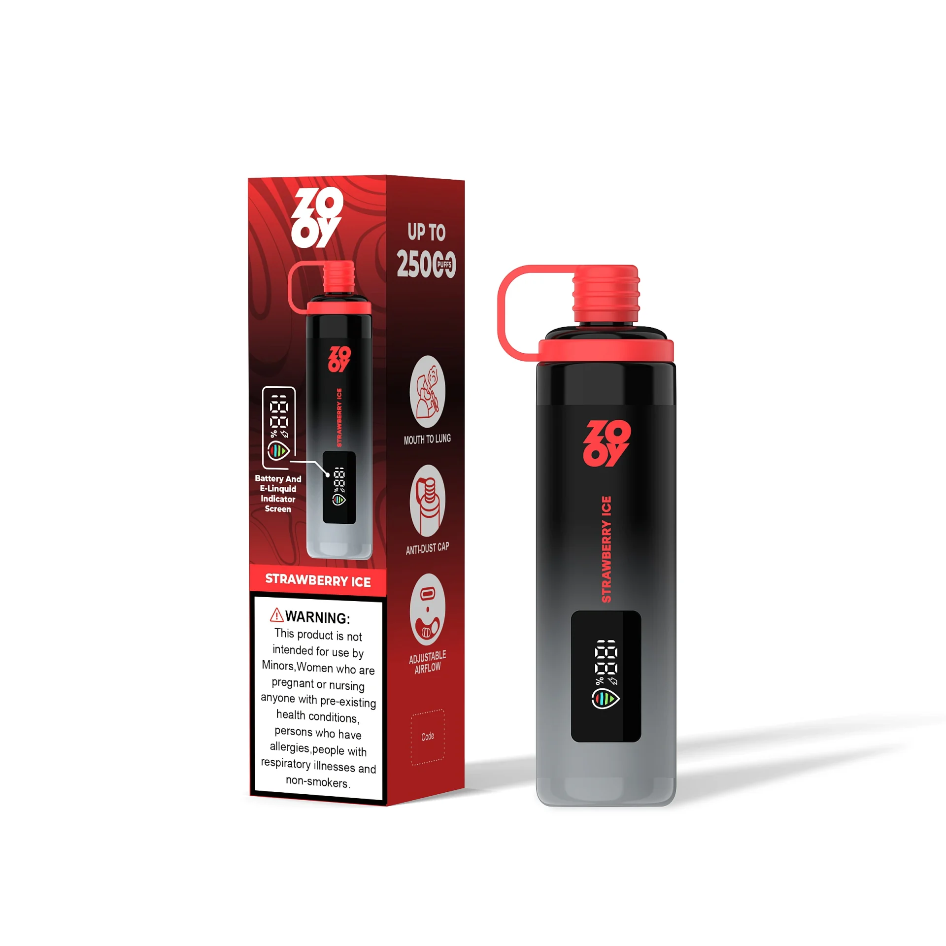 Zooy Shisha 25k Strawberry Disposable Vape device detail