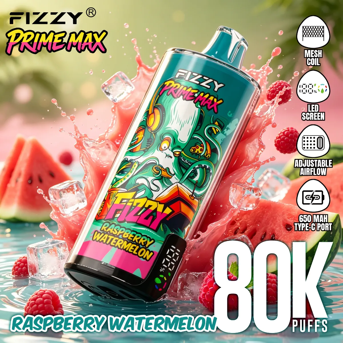 Fizzy 80k Prime Max Disposable Vape device view 3