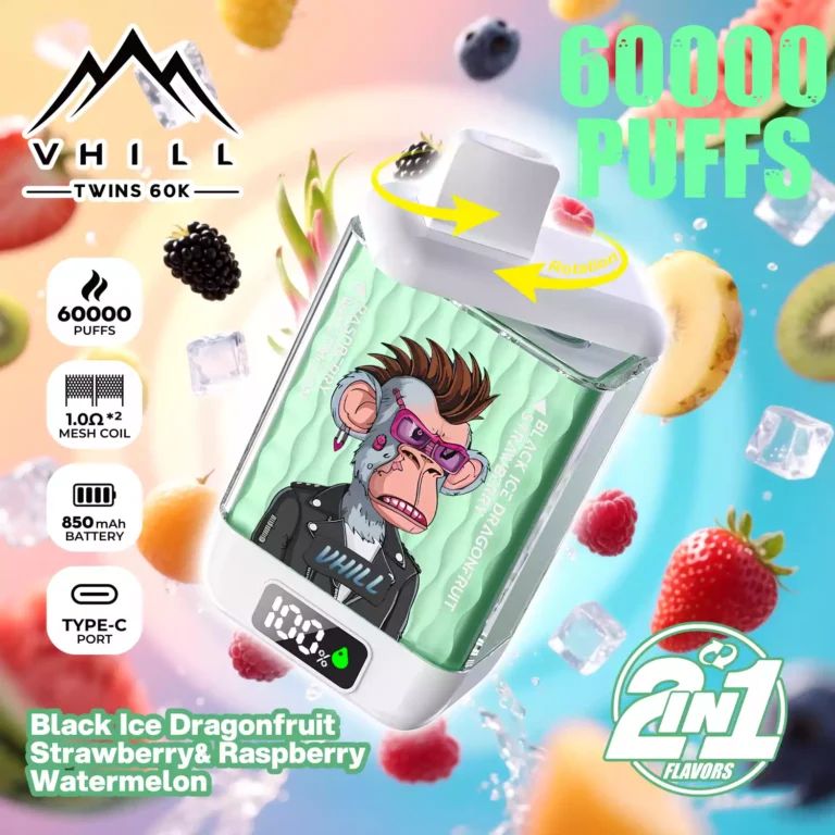 Détails du dispositif de vapotage jetable Vhill Twins Puffs 2