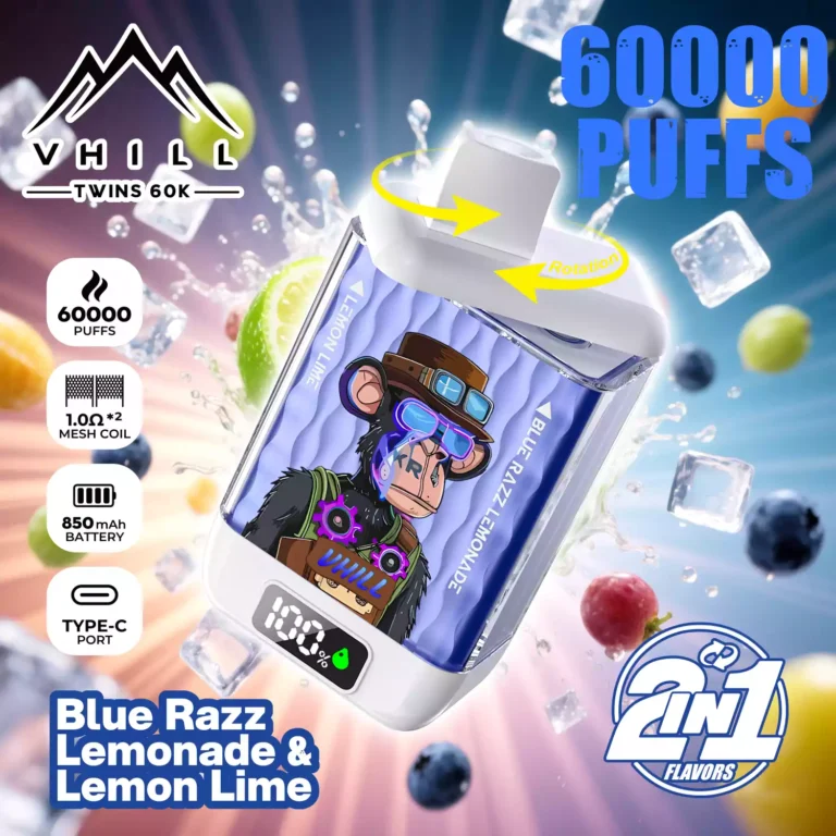 Conception du dispositif de vapotage jetable Vhill Twins Puffs 2