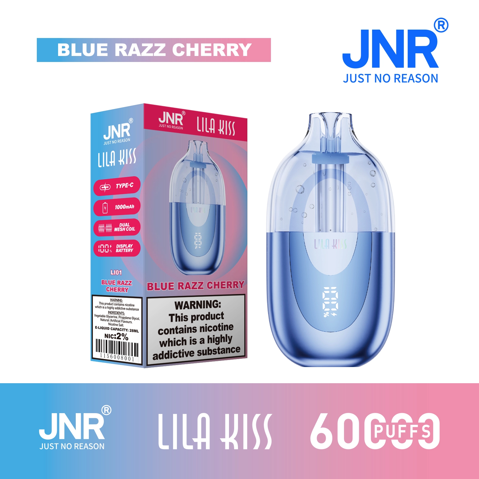 Jnr Lila Kiss Blue Disposable Vape device