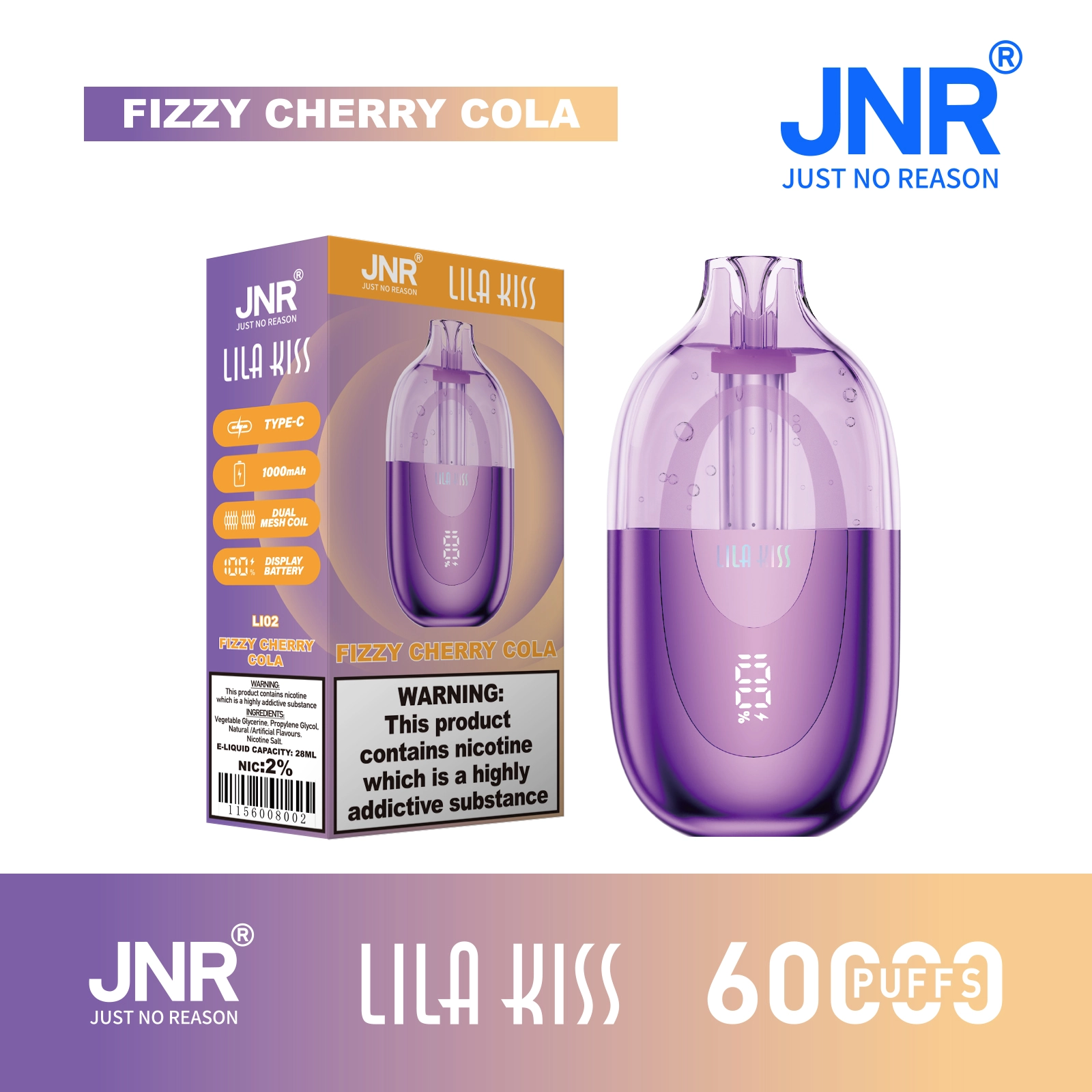 Jnr Lila Kiss Fizzy Disposable Vape device