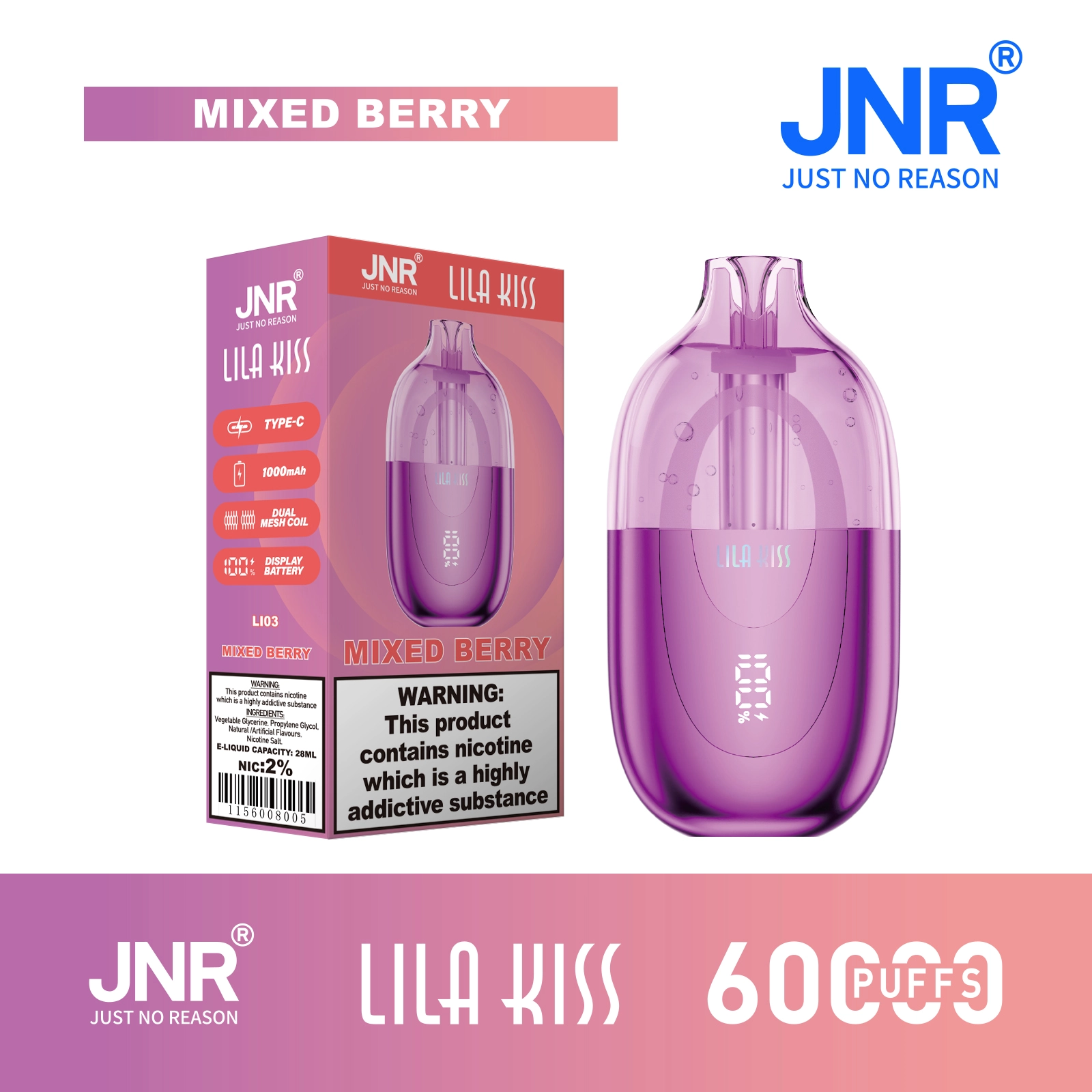 Jnr Lila Kiss Mixed Disposable Vape device