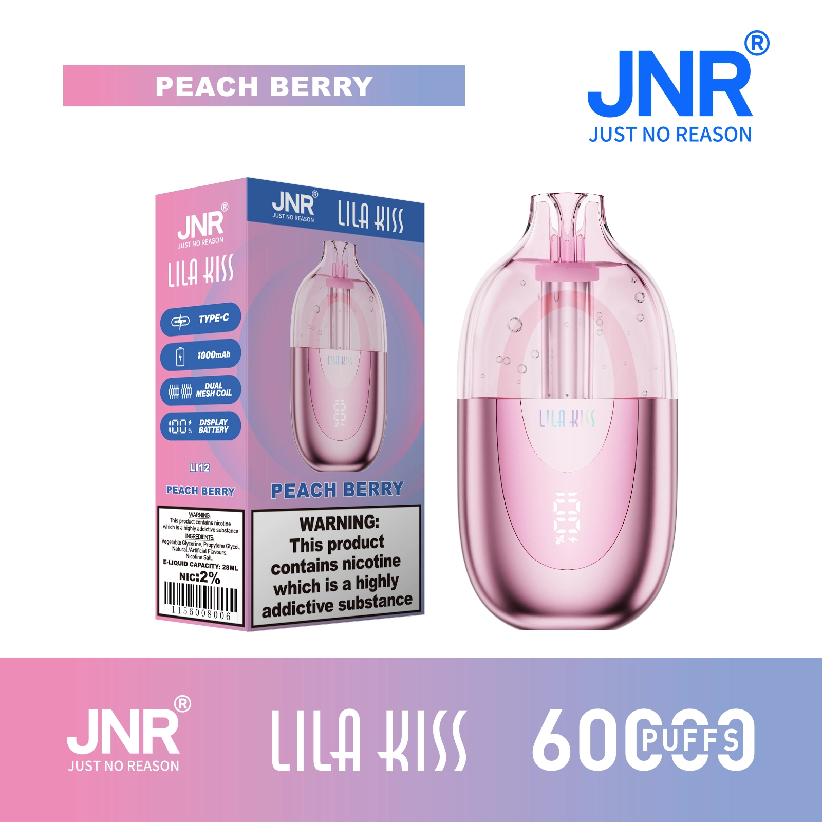 Jnr Lila Kiss Peach Disposable Vape device