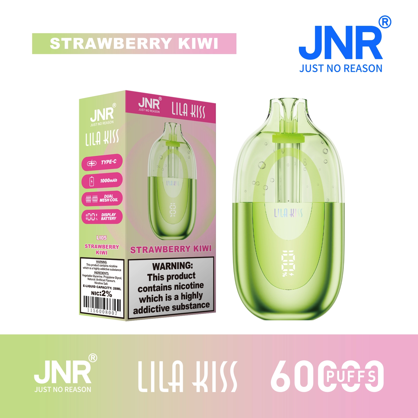 Jnr Lila Kiss Strawberry Disposable Vape device detail