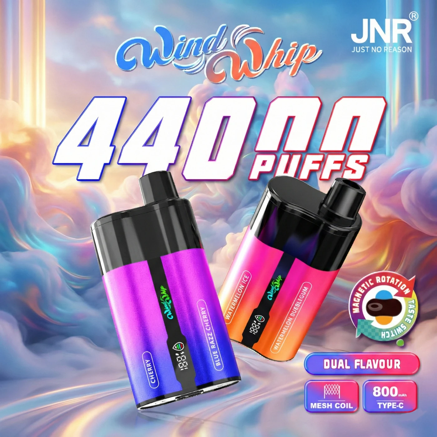 JNR Windwhip 44K disposable vape device in hero shot