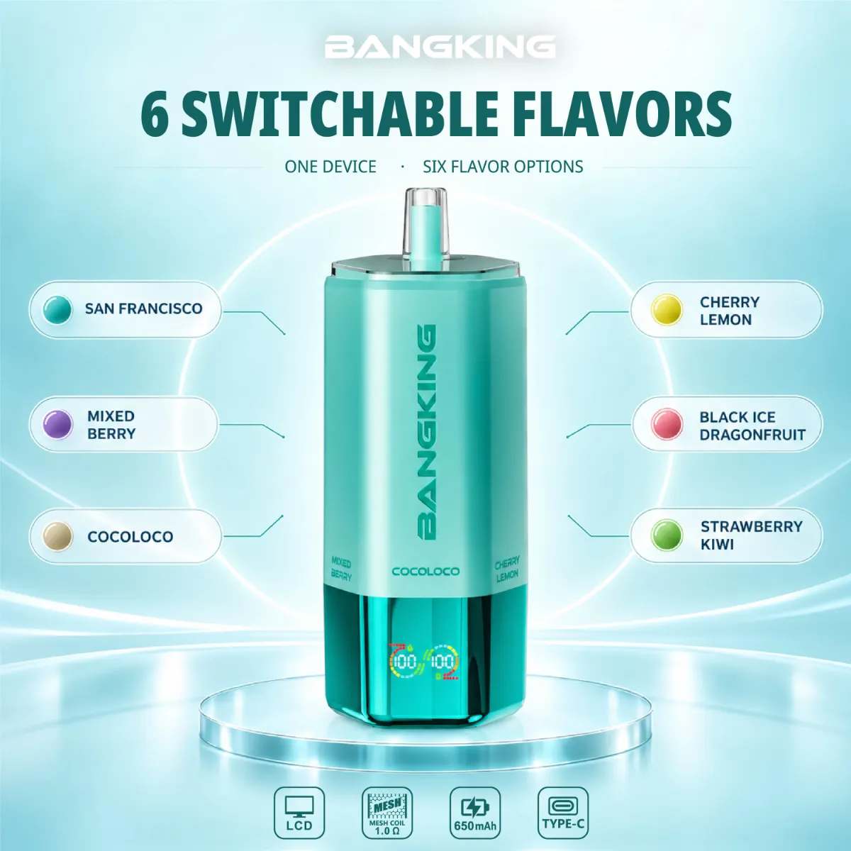Bang King 360k 6in1 Disposable Vape device detail 2