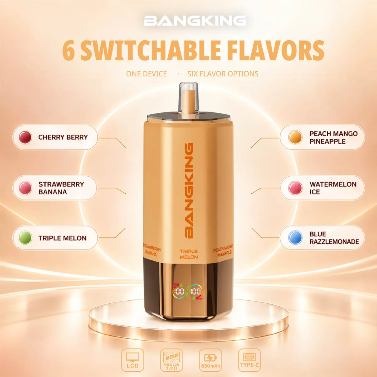 Bang King 360k 6in1 Disposable Vape device design 2