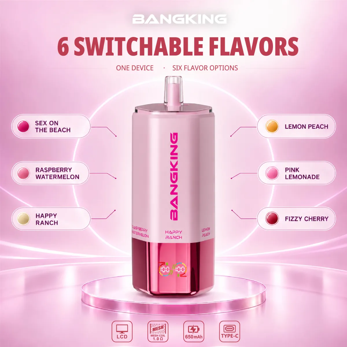 Bang King 360k 6in1 Disposable Vape device view 2