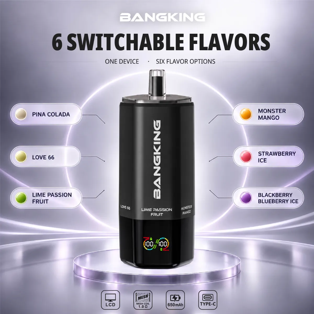 Bang King 360k 6in1 Disposable Vape device