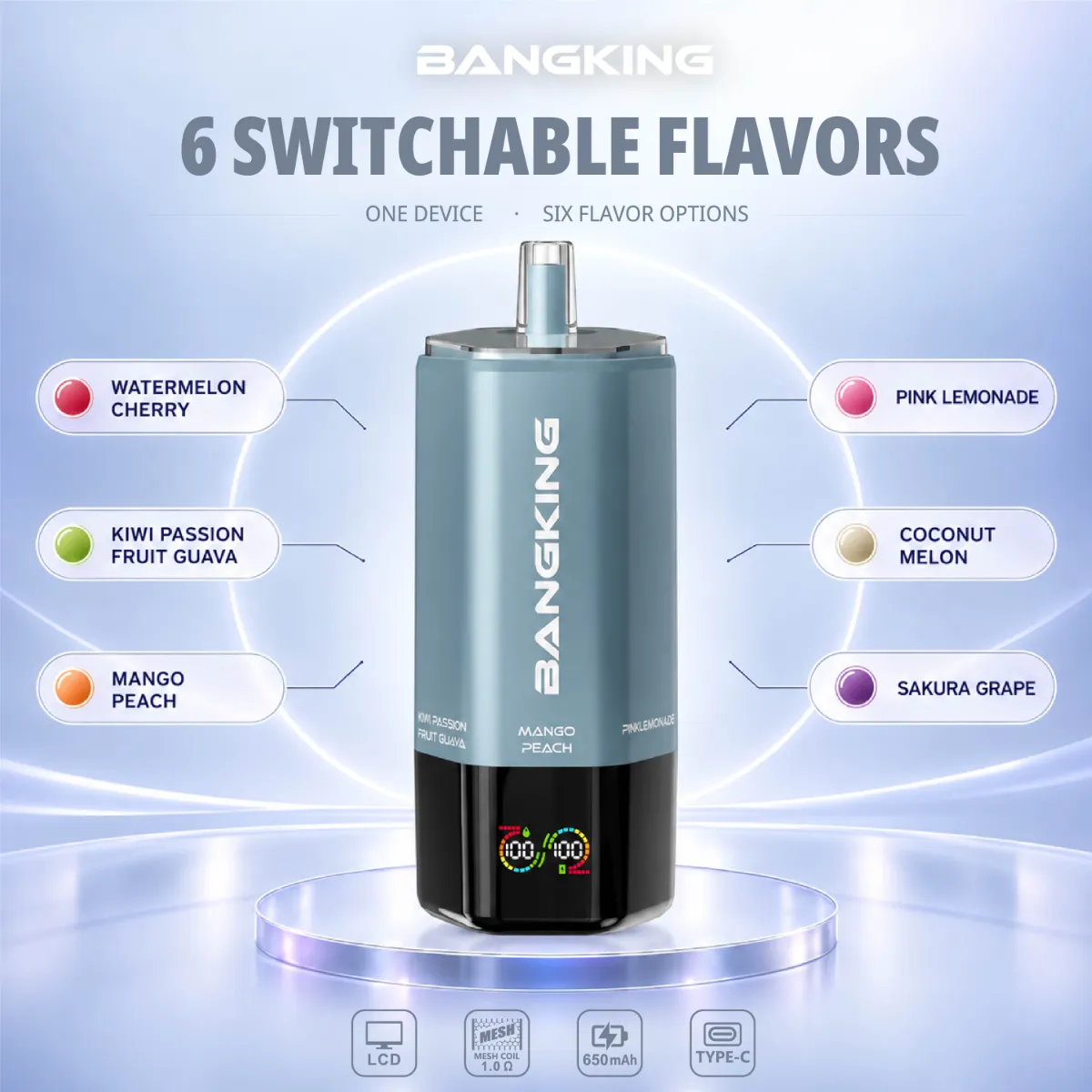 Bang King 360k 6in1 Disposable Vape device detail