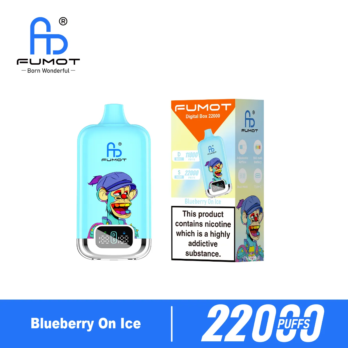 Fumot Digital Blueberry On Disposable Vape device