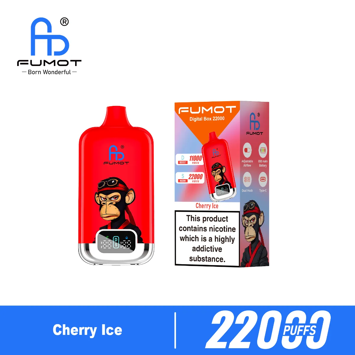 Fumot Digital Cherry Ice Disposable Vape device