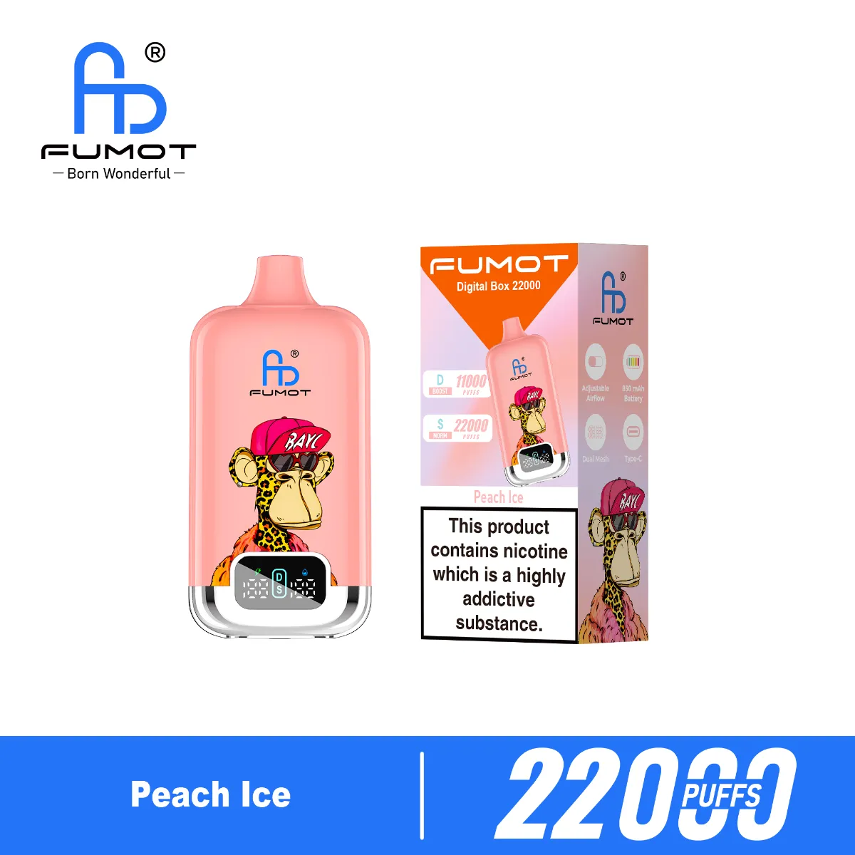 Fumot Digital Box Peach Disposable Vape device